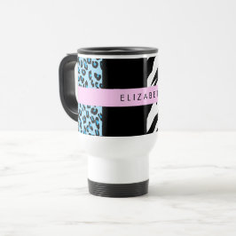 Leopard Print, Zebra tryck, Blue, Ditt namn Resemugg