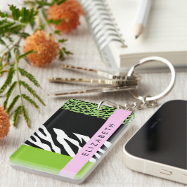 Leopard Print, Zebra tryck, Grönt, ditt namn