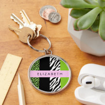 Leopard Print, Zebra tryck, Grönt, ditt namn