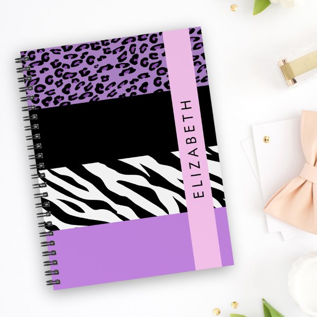 Leopard Print, Zebra tryck, Lila, ditt namn Anteckningsbok (Skapare uppladdad)