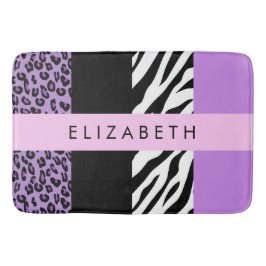 Leopard Print, Zebra tryck, Lila, ditt namn Badrumsmatta