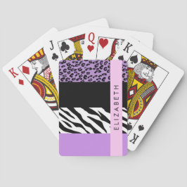 Leopard Print, Zebra tryck, Lila, ditt namn Casinokort