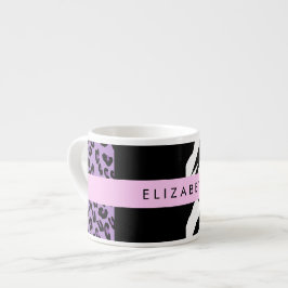 Leopard Print, Zebra tryck, Lila, ditt namn Espressomugg