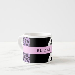 Leopard Print, Zebra tryck, Lila, ditt namn Espressomugg
