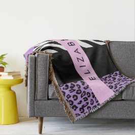 Leopard Print, Zebra tryck, Lila, ditt namn Filt