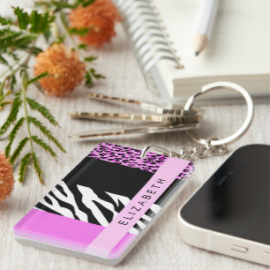 Leopard Print, Zebra tryck, Rosa, ditt namn
