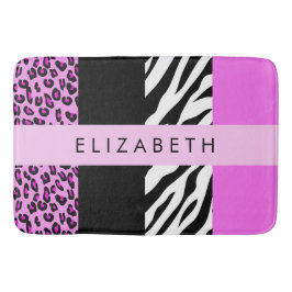 Leopard Print, Zebra tryck, Rosa, ditt namn Badrumsmatta