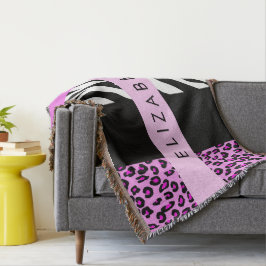 Leopard Print, Zebra tryck, Rosa, ditt namn Filt