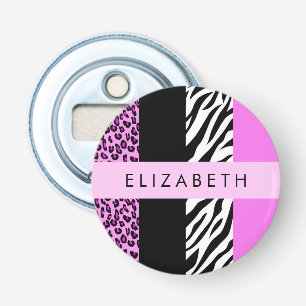 Leopard Print, Zebra tryck, Rosa, ditt namn Flasköppnare