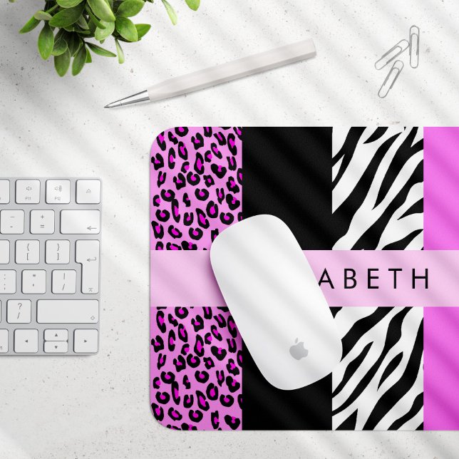 Leopard Print, Zebra tryck, Rosa, ditt namn Musmatta (Skapare uppladdad)