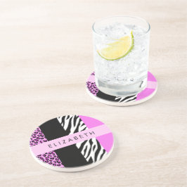 Leopard Print, Zebra tryck, Rosa, ditt namn Underlägg