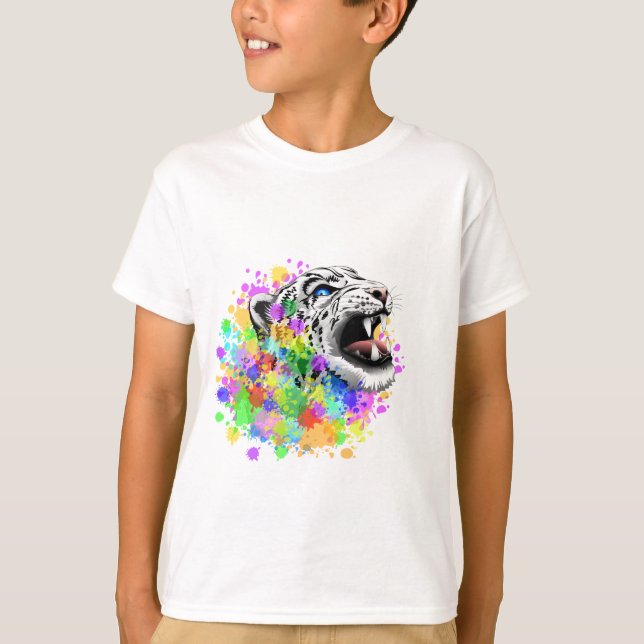 Leopard Psychedelic Paint Splantor T-shirt (Framsida)