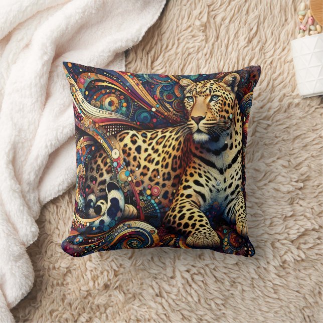 Leopard Pulse: Vibrant Jungle Delight Kudde (Filt)