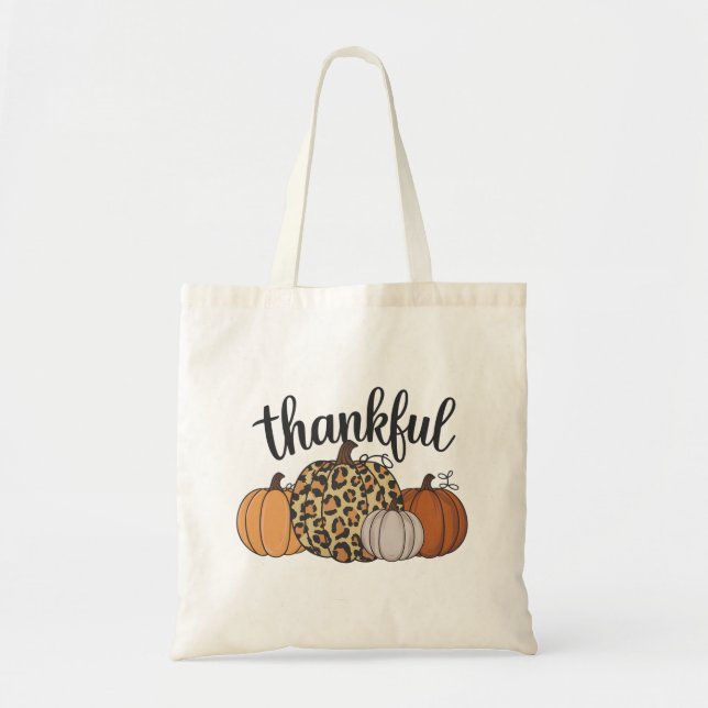 Leopard Pumpa Säsong Tackgivningsdag Halloween Hös Tygkasse (Framsidan)
