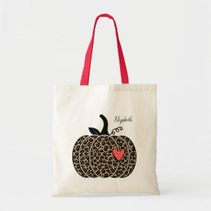 Leopard Pumpkin Autumn med hjärta Tygkasse