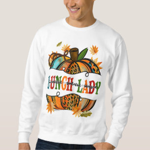 Leopard Pumpkin Fall Autumn Thanksgiving Lunch Lad Lång Ärmad Tröja
