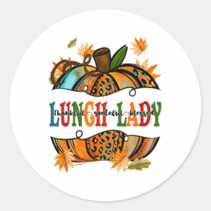 Leopard Pumpkin Fall Autumn Thanksgiving Lunch Lad Runt Klistermärke