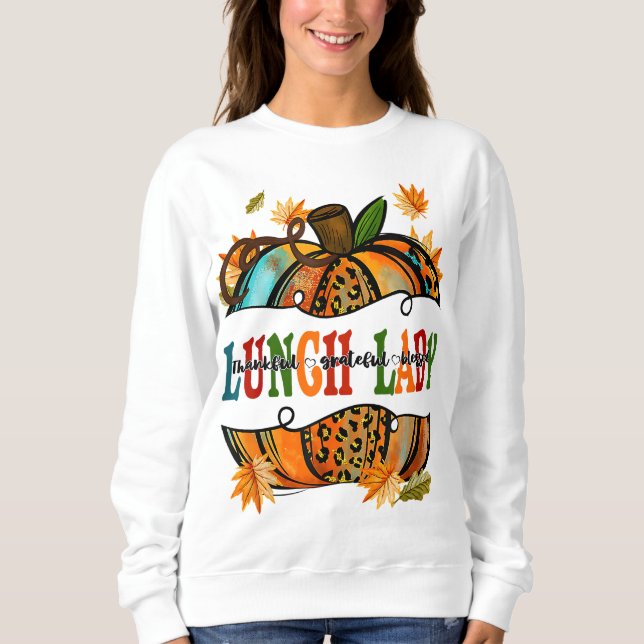 Leopard Pumpkin Fall Autumn Thanksgiving Lunch Lad T Shirt (Framsida)