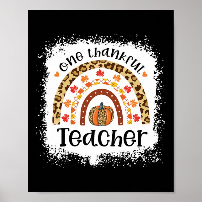 Leopard Pumpkin Fall Rainbow One Thankful Teacher Poster (Framsidan)