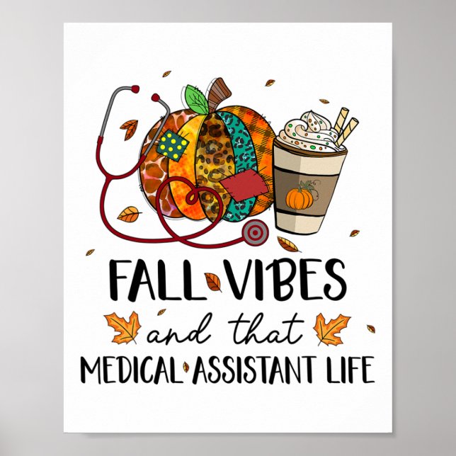 Leopard Pumpkin Fall Vibes och den medicinska isol Poster (Framsidan)