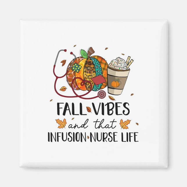 Leopard Pumpkin Fall Vibes och infusionssjuksköter Magnet (Framsidan)