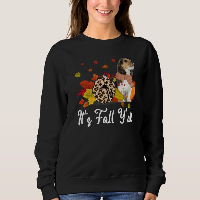 Leopard Pumpkin Falling It's Fall Y'all Yellow Bea T Shirt (Framsida)