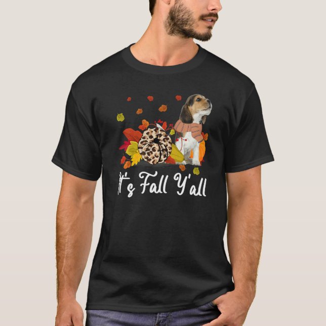 Leopard Pumpkin Falling It's Fall Y'all Yellow Bea T Shirt (Framsida)