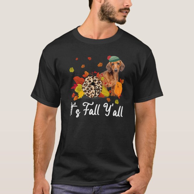 Leopard Pumpkin Falling It's Fall Y'all Yellow Dac T Shirt (Framsida)