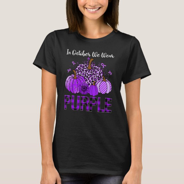 Leopard Pumpkin In October We Wear Purple Domestic T Shirt (Framsida)