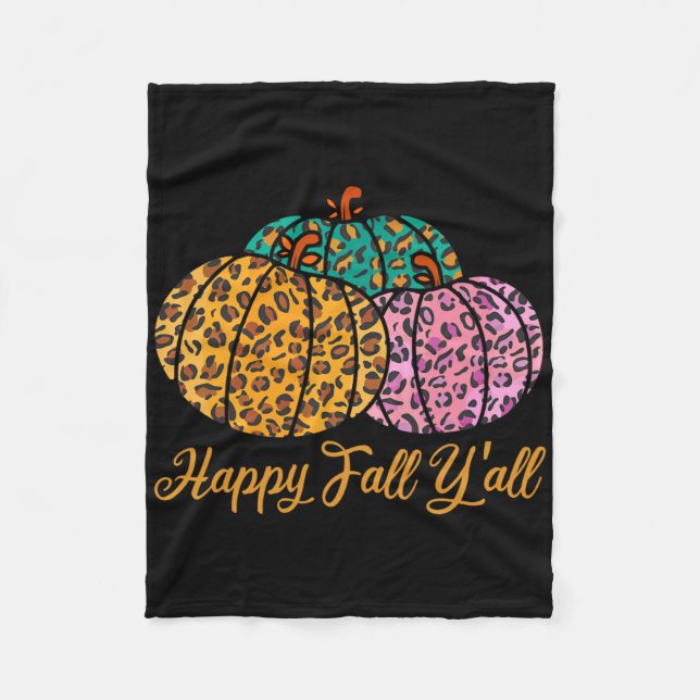 Leopard Pumpkin Lycklig Fall Yall Autumn Pumpkin S Fleecefilt (Framsidan)