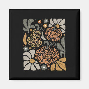 Leopard Pumpkin with Flowers Boho Blommigt Thanksg Magnet
