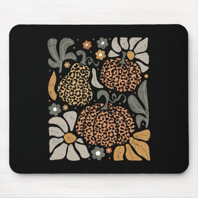 Leopard Pumpkin with Flowers Boho Blommigt Thanksg Musmatta (Framsidan)