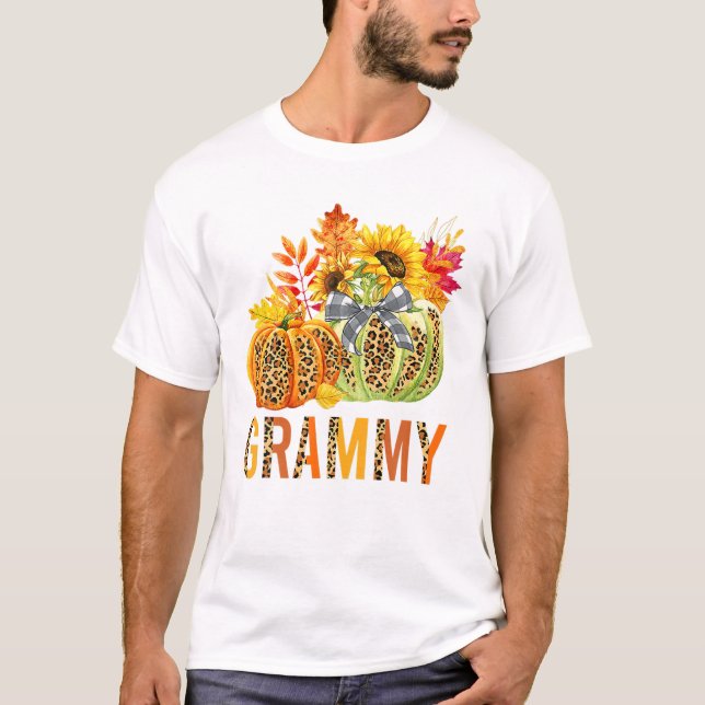 Leopard Pumpkins Grammy Fall T Shirt (Framsida)