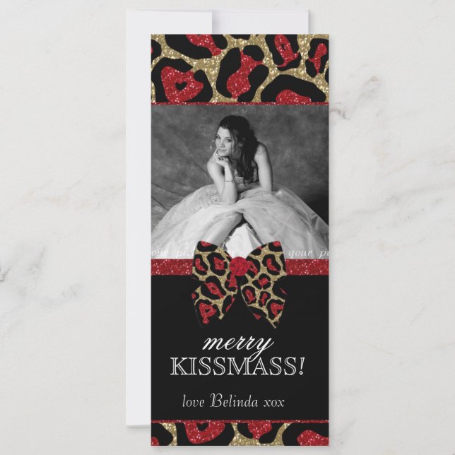 Leopard Quinceanera jul, Glitter Bow Inbjudningar (Framsida)