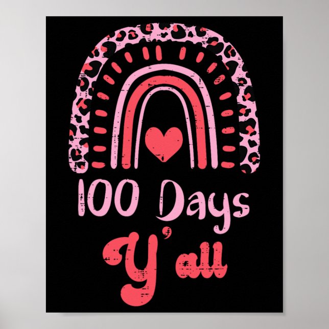 Leopard Rainbow 100 dagar Yall 100 Day School Tea Poster (Framsidan)