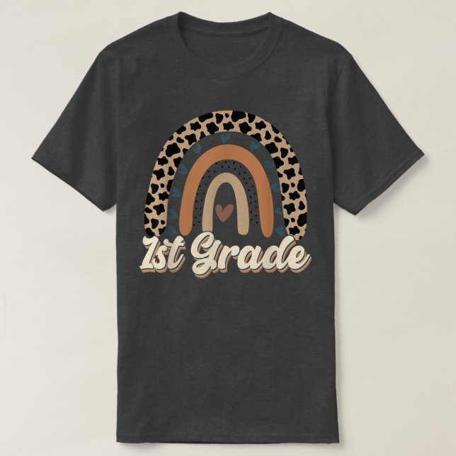 Leopard Rainbow 1st Klass, Back to school T-Shirt  (Design framsida)