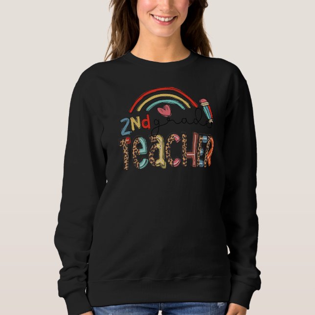 Leopard Rainbow 2:a Klass Lärare förra dagen T Shirt (Framsida)