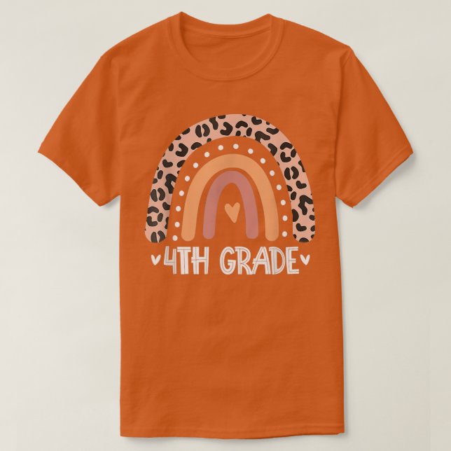 Leopard Rainbow 4:e Klass-lärardagen Sch T Shirt (Design framsida)