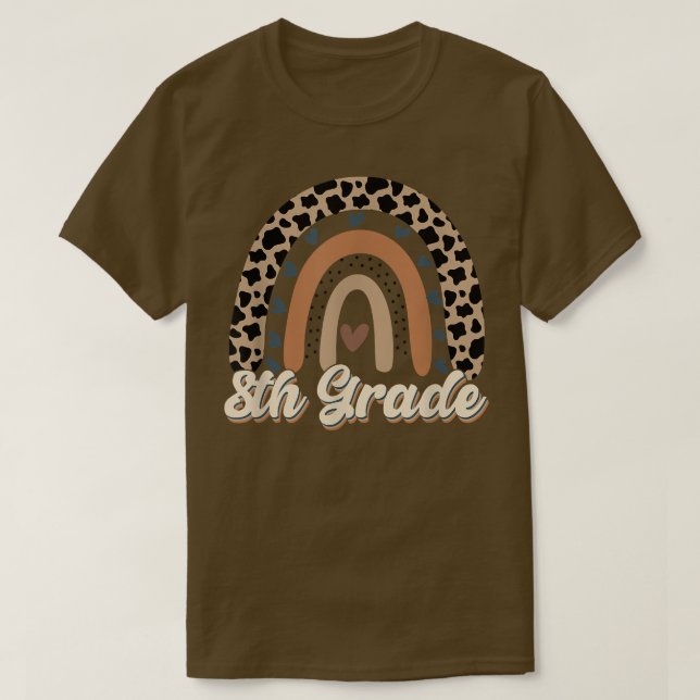 Leopard Rainbow 8th Klass, Back to school T-Shirt (Design framsida)