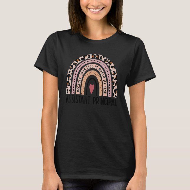 Leopard Rainbow Assistant Principal Teacher Back T Shirt (Framsida)