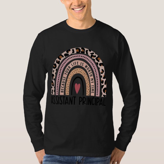 Leopard Rainbow Assistant Principal Teacher Back T Shirt (Framsida)