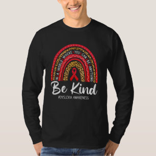 Leopard Rainbow be like Red Ribbon Dyslexia Awaren T Shirt