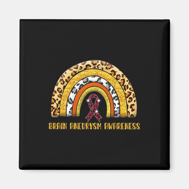 Leopard Rainbow Brain Aneurysm Warrior Magnet (Framsidan)