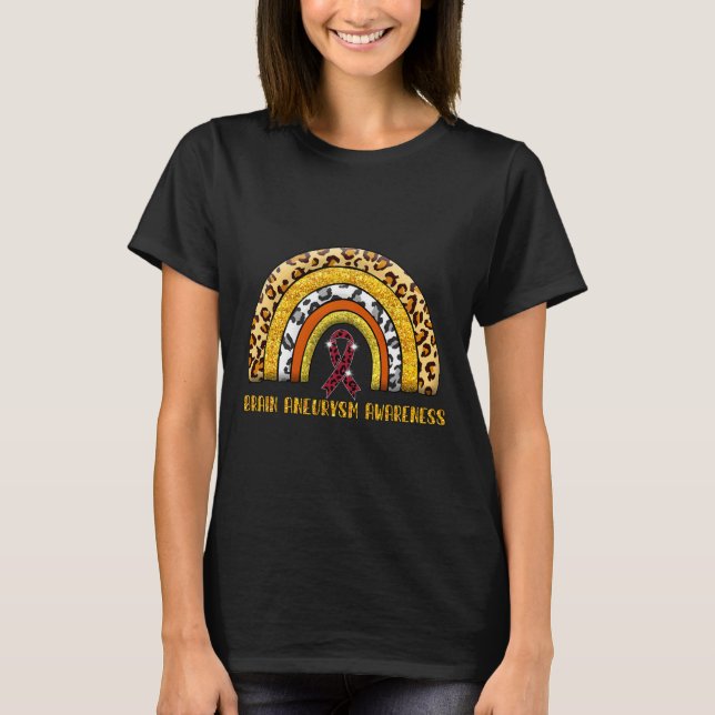 Leopard Rainbow Brain Aneurysm Warrior T Shirt (Framsida)