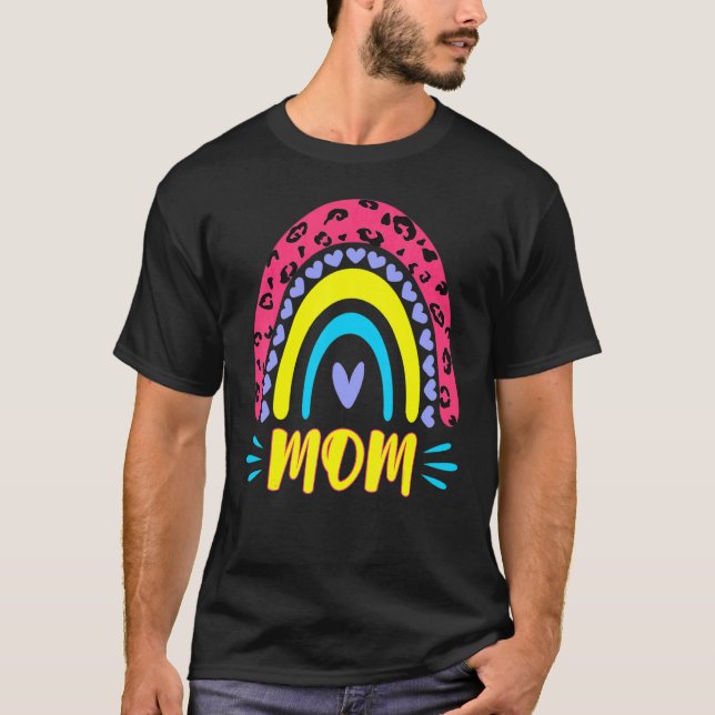 Leopard Rainbow Cheetah Print Mommy Graphic Mom Li T Shirt (Framsida)