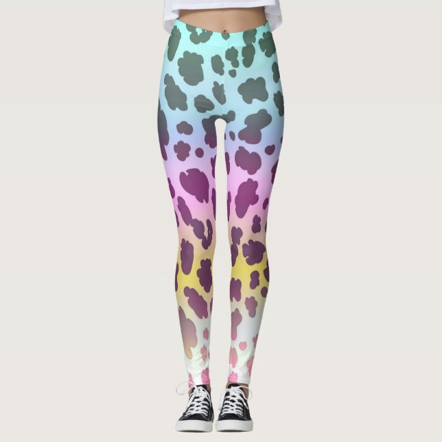 leopard rainbow colorful mönster leggings (Framsida)