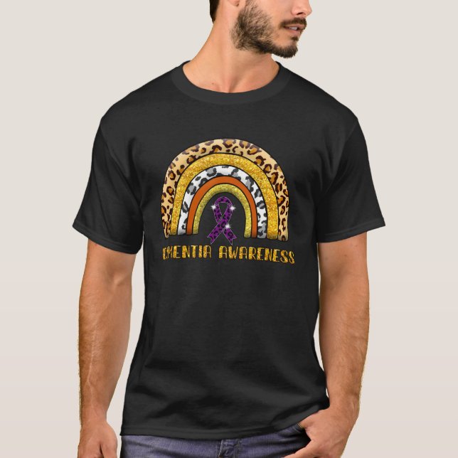 Leopard Rainbow Dementia Warrior T Shirt (Framsida)