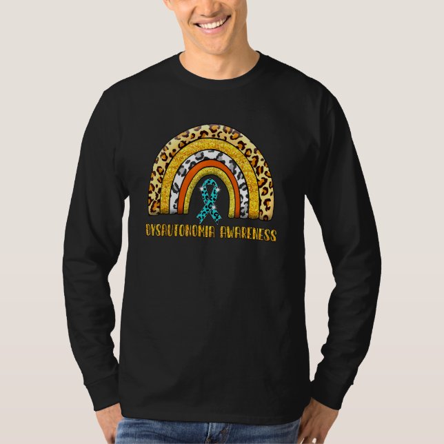 Leopard Rainbow Dysautonomia Warrior T Shirt (Framsida)