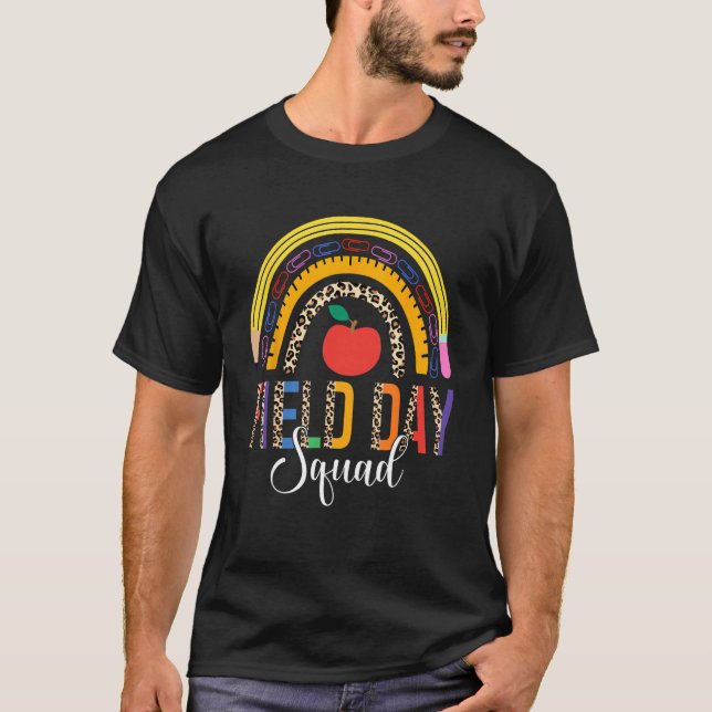 Leopard Rainbow Fält Day Squad Funny Teacher Stu T Shirt (Framsida)