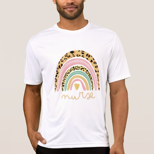 Leopard Rainbow Gult, Nurse Manar Kvinnor i sjuksk T Shirt (Framsida)